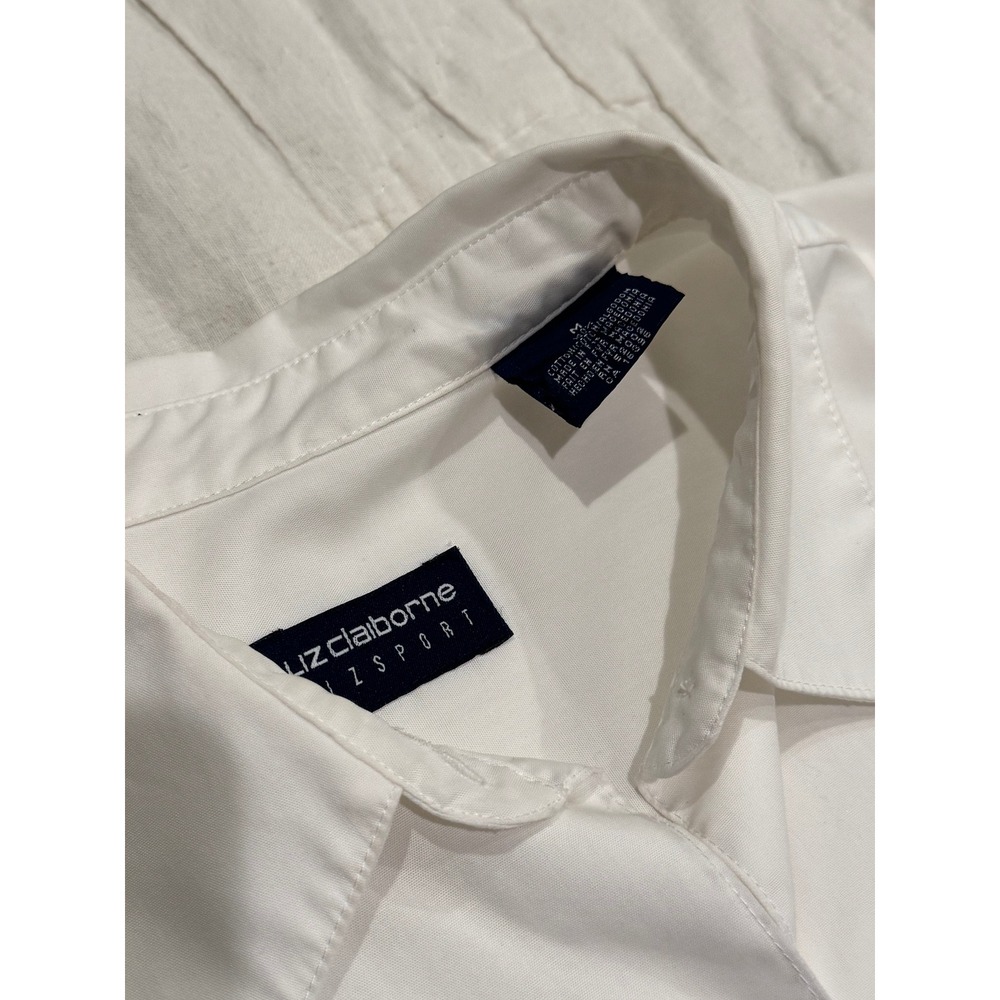 Liz Claiborne Lizsport Womens White Cotton Button Down Shirt Crest Logo Size M - Picture 4 of 5